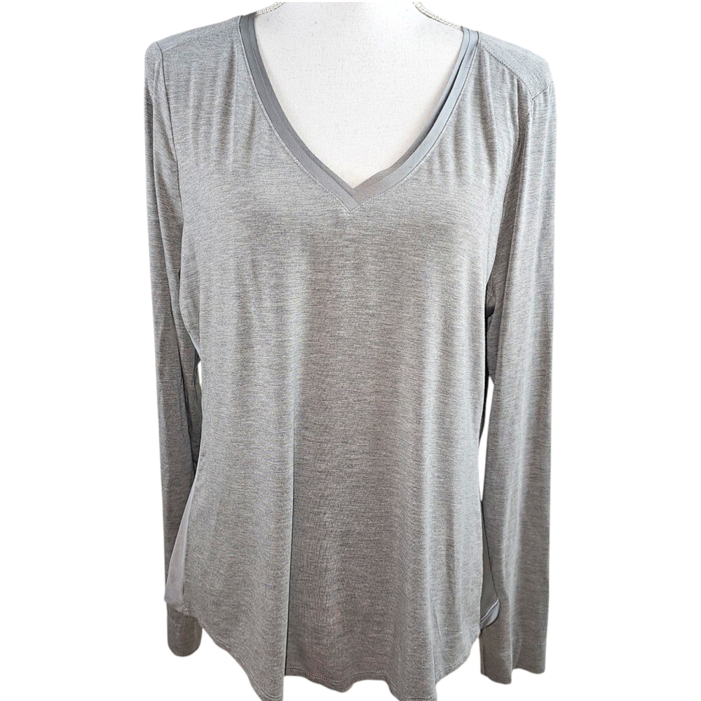 White House Black Market Heathered Mercury Long Sleeve Teeshirt In Large
